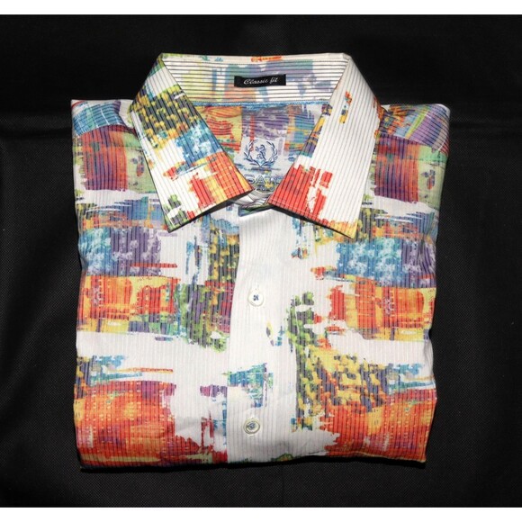 Bugatchi Uomo Classic Fit Men’s Long Button Sleeve Dress Textured Shirt Size XL - Picture 7 of 11